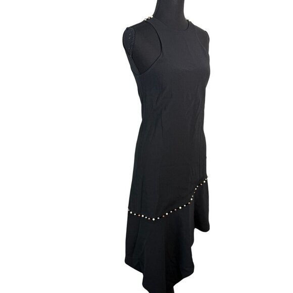 Jonathan Simkhai Dress Pearl Studded Asymmetrical Black Sz 0 Wedding Guest - Picture 11 of 11